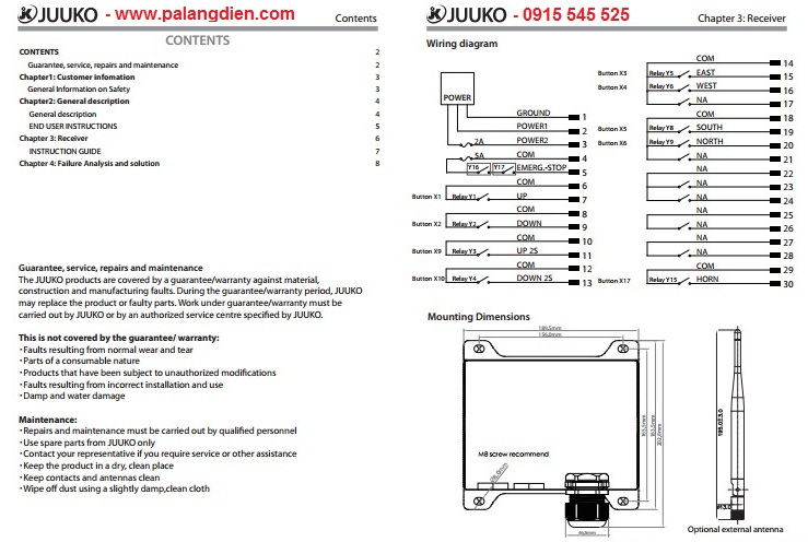 Sơ đồ điện điều khiển từ xa Juuko K602